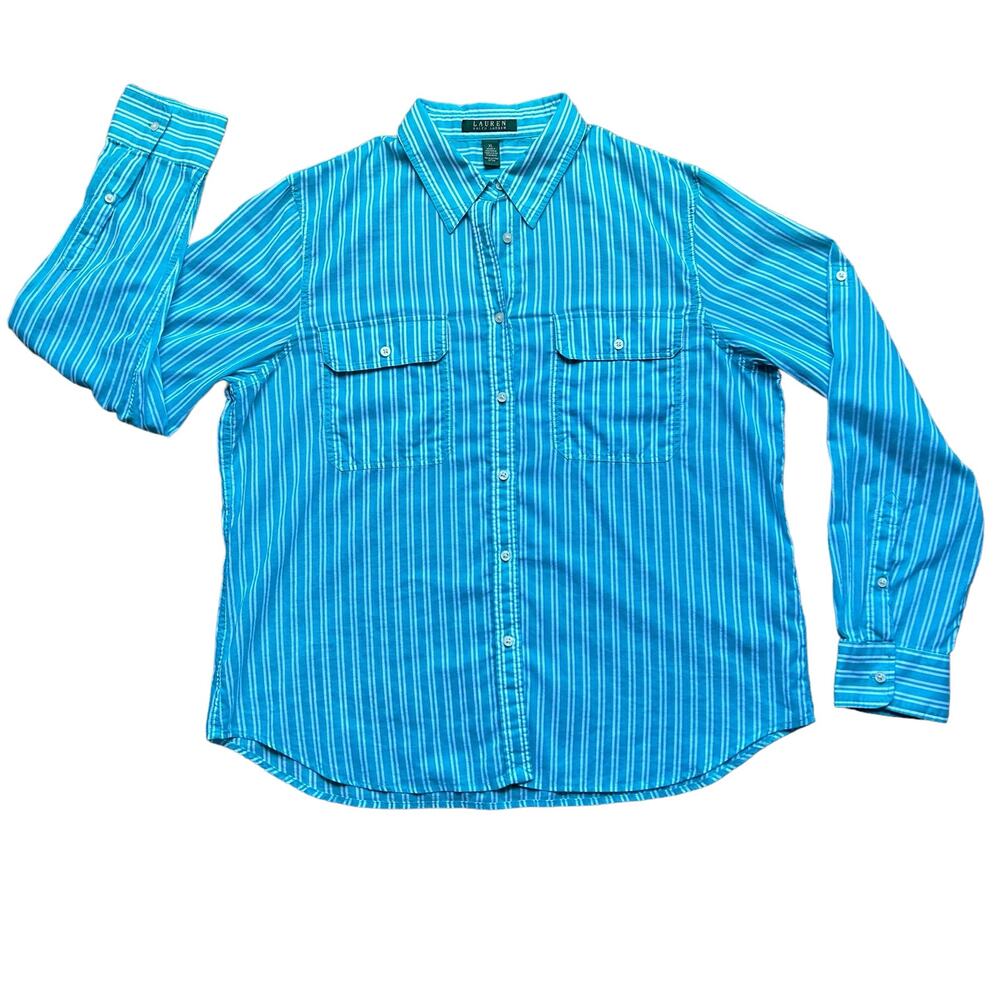 Lightweight Button Down Nautical Summer Blouse Ra… - image 1